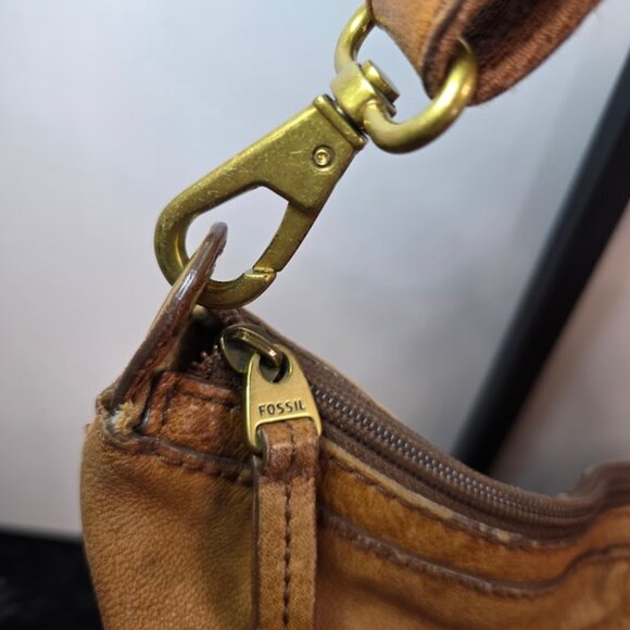 Vintage Fossil Brown Distressed Leather Crossbody Messenger Bag Purse - Picture 4 of 16